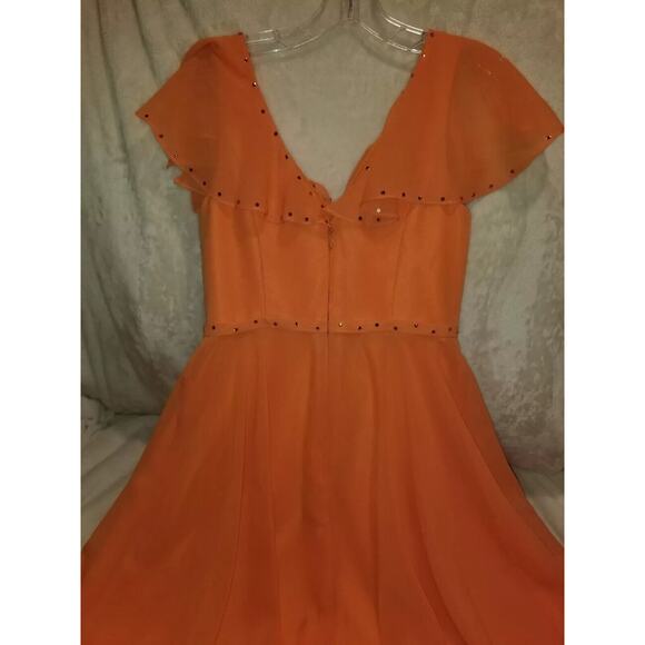 JJ’s House Dress Womens S Orange Mini Sequin Cocktail Formal Bright‎ EUC - Picture 4 of 11